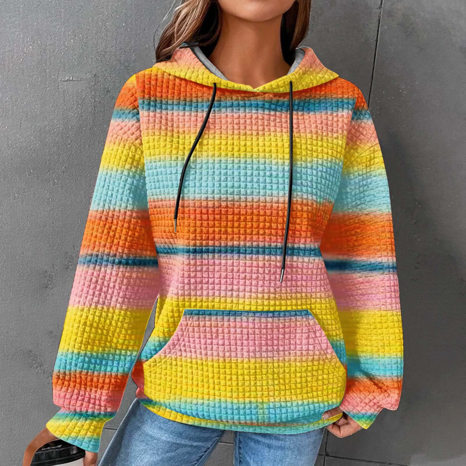 Autumn/Winter Women's Essential Creative Printed Long Sleeve Hooded Sweatshirt