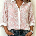 Women's Floral Patterns Print Casual Cotton Shirt