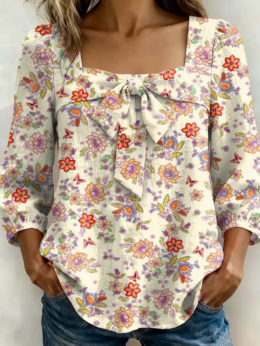 Women's Floral Art Print Casual Stylish Cotton Shirt
