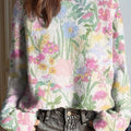 womens-retro-watercolor-art-flowers-casual-pullover-sweater