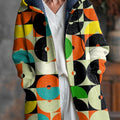 Beautiful Colorful Geometric Check Art Print Unisex Plush Thick Long-Sleeved Sweater Cardigan Coat