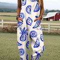 Women's Simple Fruit Art Print Casual 100% Cotton Wide Leg Jumpsuit