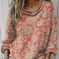 Women's  Vintage Flower Art Print Casual Long Sleeve Comfortable Cotton Shirt