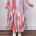 Women's Elastic Waist Colorful Plaid Print Casual Cotton and Linen Skirt