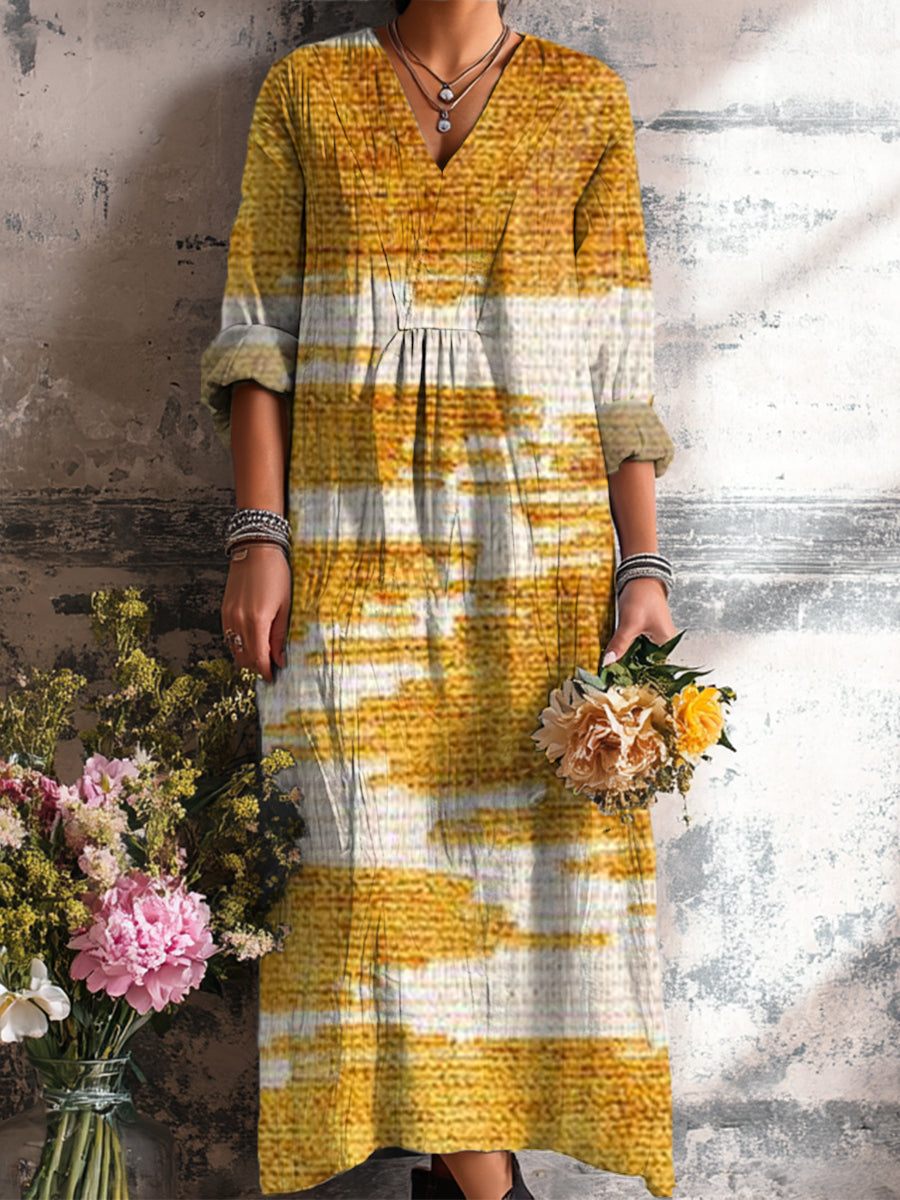 Women's Vintage Abstract Paint Graffiti Painting Art Print Dress