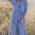 Women's Plaid Pattern Art Print Casual Cotton Dress