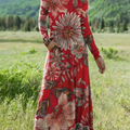 Lässiges Baumwollkleid im Vintage-Stil mit Blumenmuster für Damen