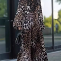Women's Loose Lace Leopard Print MAXI Dress