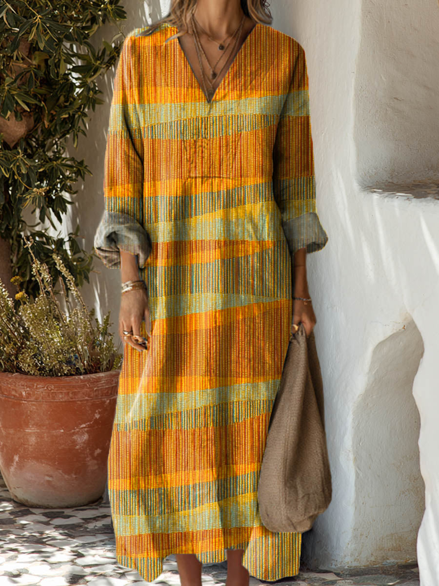 Women's Geometric Gradient Pattern Art Print Cotton Dress