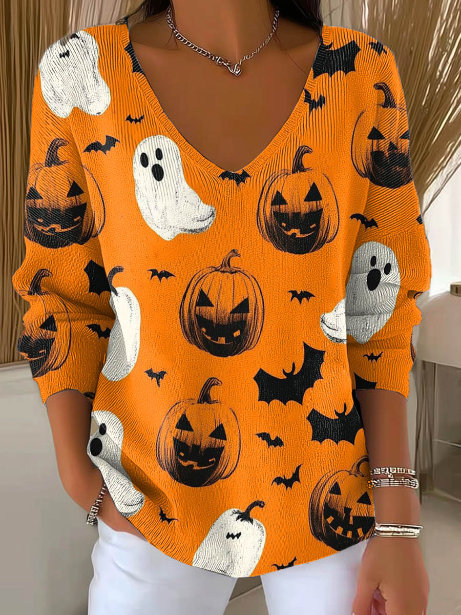 womens-funny-halloween-pattern-art-print-casual-pullover-sweater