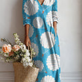 Women's Hot Air Balloon Print Linen Pocket Dress