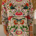 Pull décontracté à imprimé floral vintage pour femme