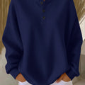 Casual Waffle Henry Collar Sweatshirt