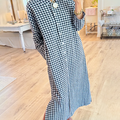 Women's Cotton Plaid Loose Slit Dress