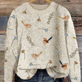 vintage-flower-bird-art-print-knit-pullover-sweater