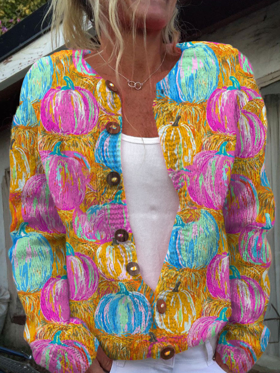 vintage-pumpkin-art-print-buttoned-cardigan-sweater-ogg0