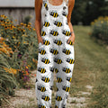 Women's  Funny Bee  Art Print Casual 100% Cotton Wide Leg Jumpsuit