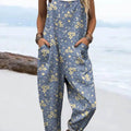 Combinaison pantalon large décontractée 100 % coton à imprimé floral vintage pour femme 
