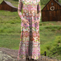Women's Beautiful Ethnic Geometric Floral Art Print Long-sleeved Dress
