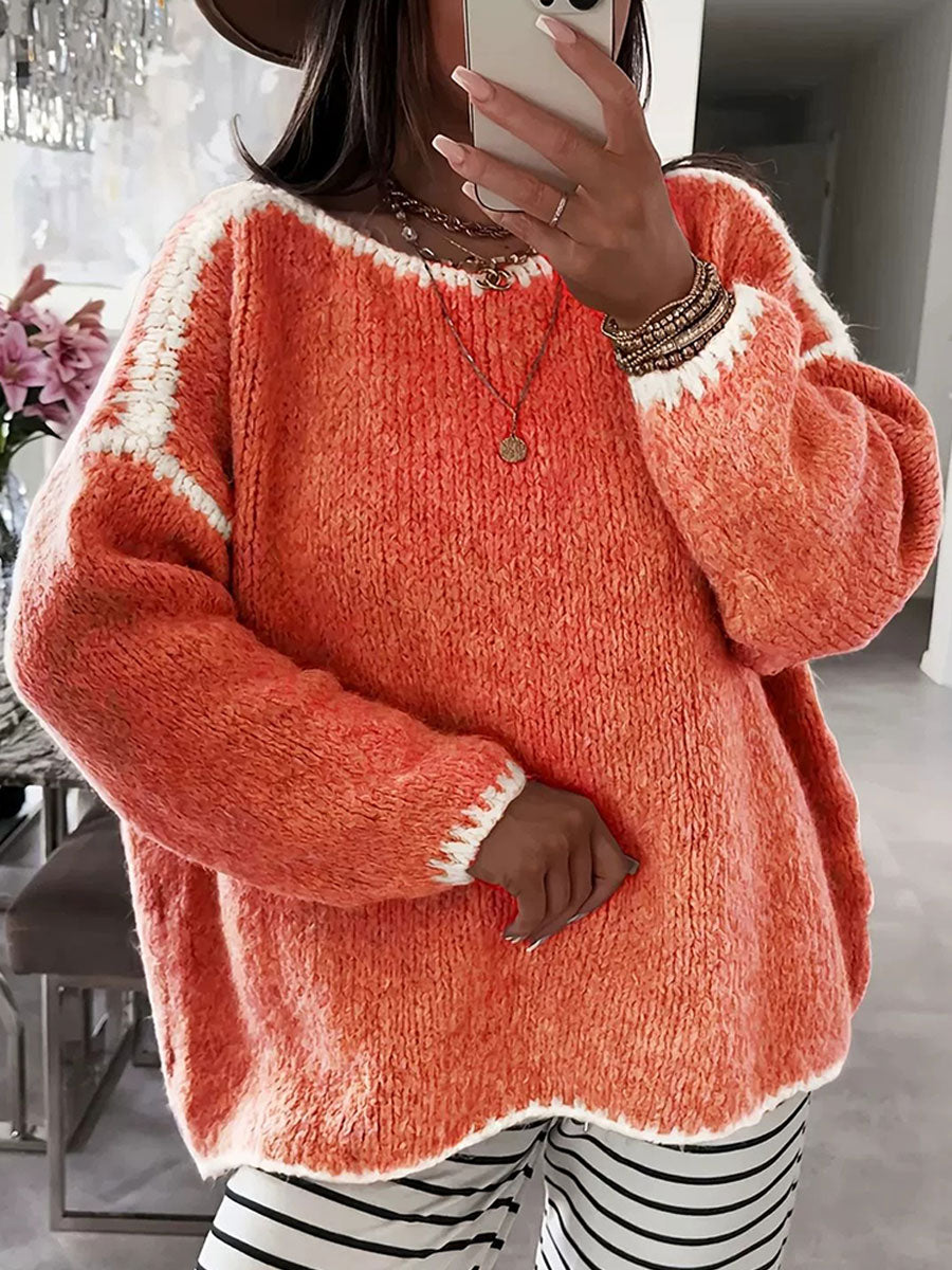 womens-contrast-color-casual-crew-neck-sweater-qtc3