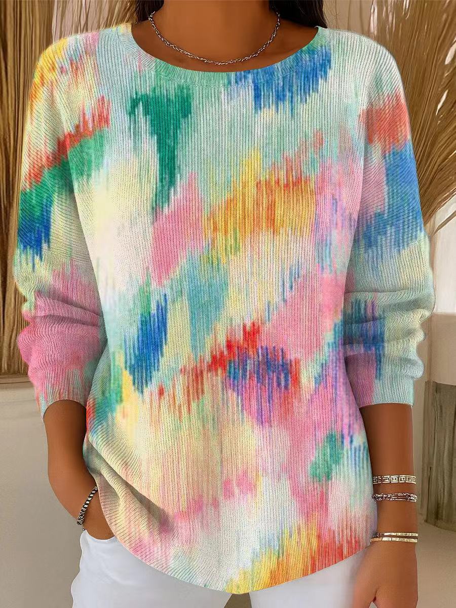 Women's Beautiful Abstract Colorful Graffiti Painting Art Print Casual Pullover Sweater
