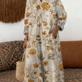 Robe en coton à imprimé floral vintage pour femme