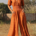Women's Wrap Linen Wide-Leg Jumpsuit