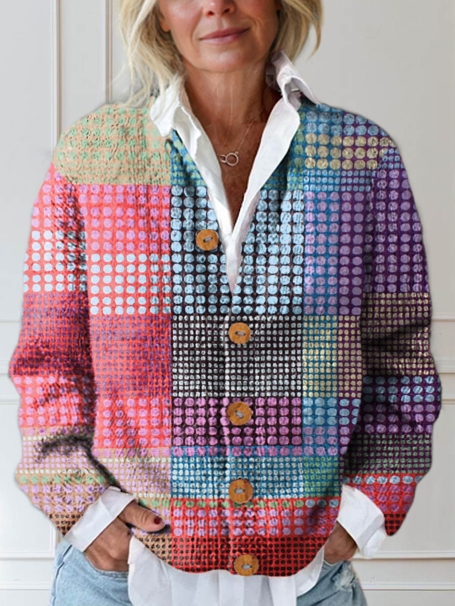 womens-geometric-pattern-art-print-buttoned-cardigan-sweater-satx
