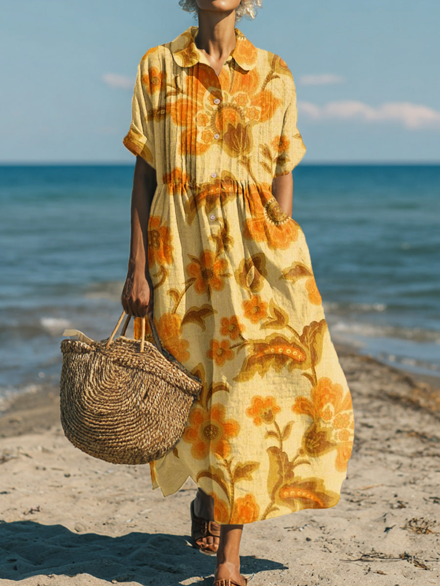 Women's Beautiful Flower Painting Art Print Dress