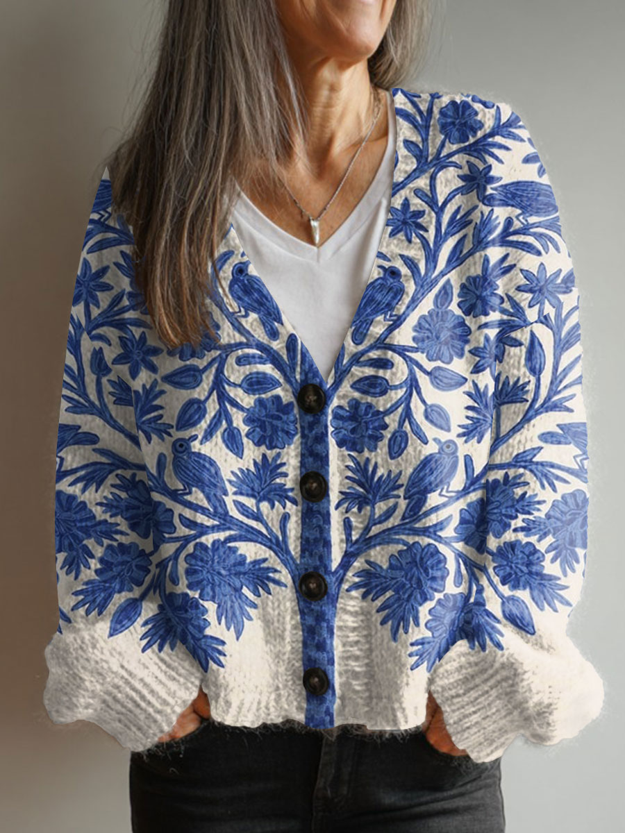 vintage-flower-art-print-buttoned-v-neck-cardigan-sweater-sx2i