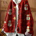 Women's Christmas Print Crew Neck Long Sleeve Casual Loose Cardigan Sweater
