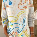 womens-vintage-cat-art-print-casual-pullover-sweater