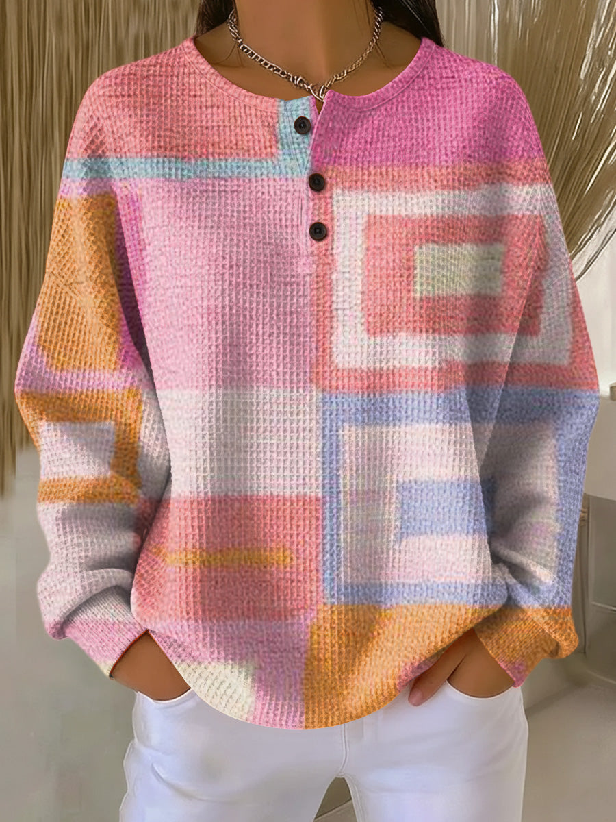 Women's Beautiful Abstract Colorful Geometric Art Print Casual Cotton Sweatshirt