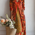 Women's Vintage Floral Art Print Casual Cotton Linen Pocket Dress