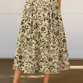 Women's Retro Floral Flowers Print High Waist Casual A-Line Skirt