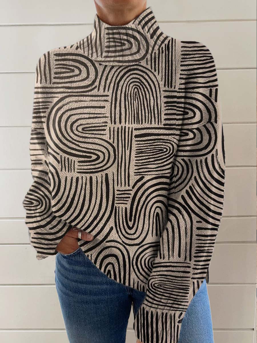 womens-abstract-geometric-pattern-art-print-knit-turtleneck-pullover-sweater