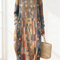 Women's Geometric Art Print Casual Cotton Sweater Dress