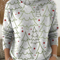 Women's Minimalist Line Christmas Tree Print Turtleneck Sweater