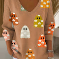 Pull décontracté pour femme à imprimé floral fantôme vintage