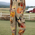 Women's Cute Puppy Illustration Art Print Casual 100% Cotton Wide Leg Jumpsuit