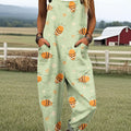 Women's Funny Bee Art Print Casual 100% Cotton Wide Leg Jumpsuit