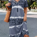 Grey Leopard H Shape Short Sleeve Dress
