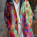 Beautiful Colorful Abstract Geometric Graffiti Painting Art Print Unisex Plush Thick Long-Sleeved Sweater Cardigan Coat