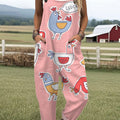 Women's   Funny Chick Art Print Casual 100% Cotton Wide Leg Jumpsuit