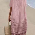 Women's Vintage Floral Pattern Art Print Flowy Dress