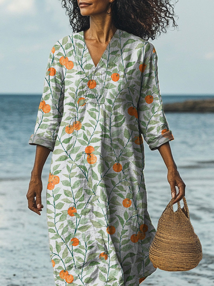 Summer Citrus Orange Pattern Printed Women's Dress