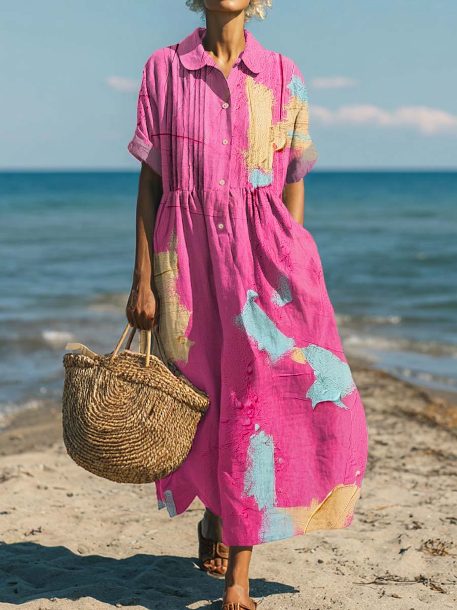 Women's Abstract Pattern Art Print Cotton Dress