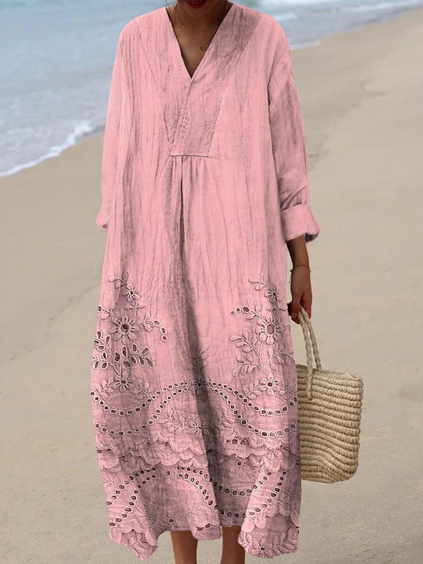 Women's Vintage Floral Art Print Cotton Dress