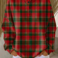 Women's  Vintage Christmas Plaid Art Print Casual Cotton Sweatshirt
