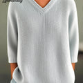 womens-solid-color-casual-3-4-sleeve-sweater-ie16